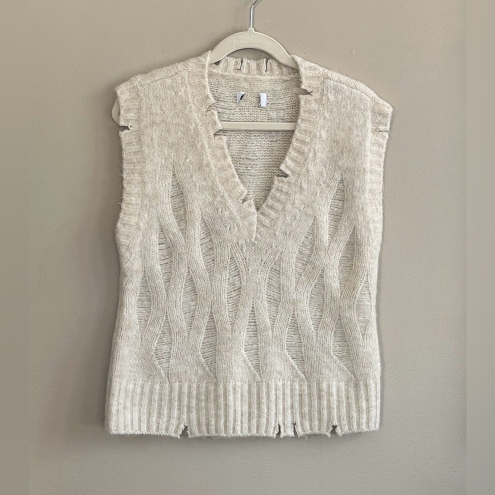 Pistola Jayden Relaxed Open Knit Sweater Vest size large in ecru